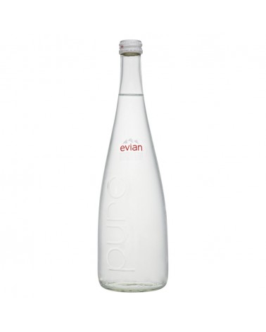 Evian Natural Mineral Still Water Glass Bottle 7500ML (Pack of 12 x 750ML)