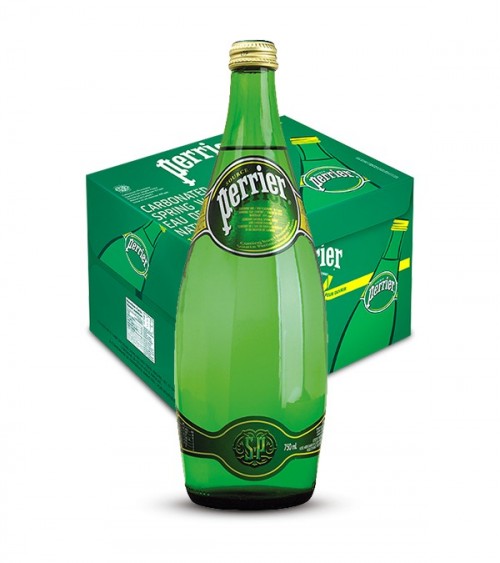 Perrier Sparkling Natural Mineral Water 750ml Glass Bottle Pack of 12