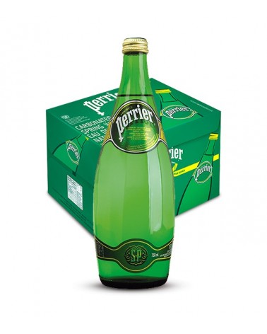 Perrier Sparkling Natural Mineral Water 750ml Glass Bottle Pack of 12