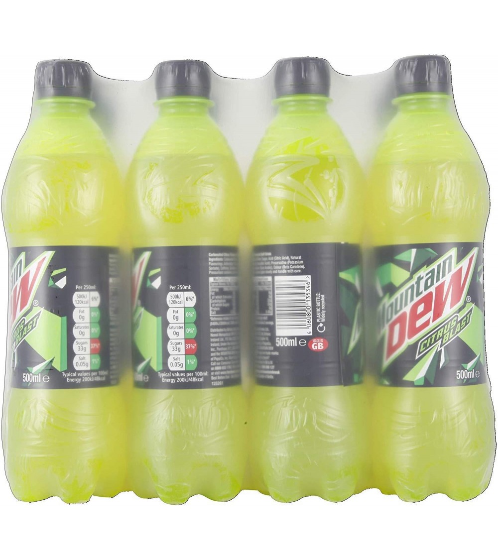 Mountain Dew Drink - Bold and Invigorating Beverage - Pack of 12 Bottles