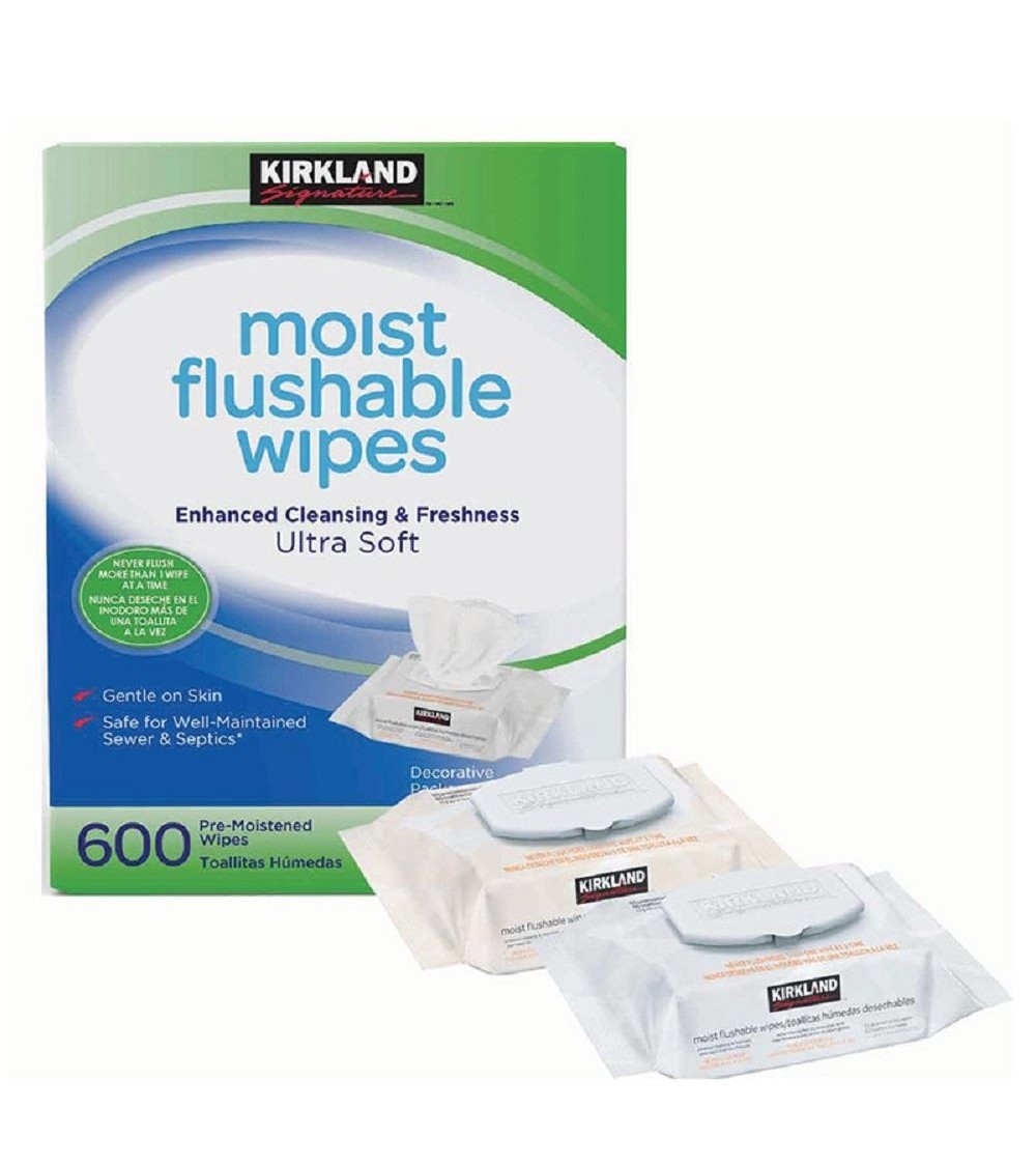 Kirkland Signature Moist Flushable Wipes 10 x 60 Pre moistened