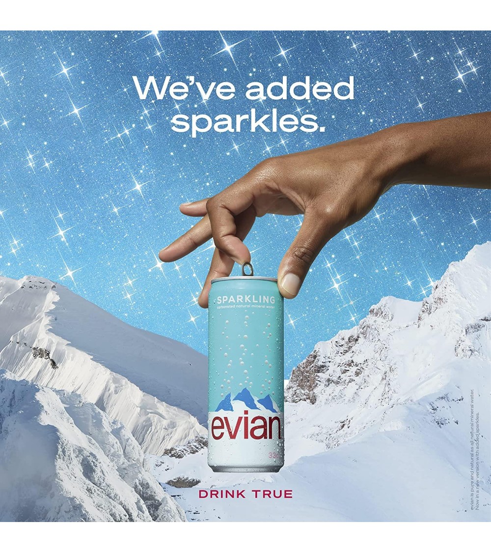 Evian Sparkling Water 330ml Can (Pack of 24)